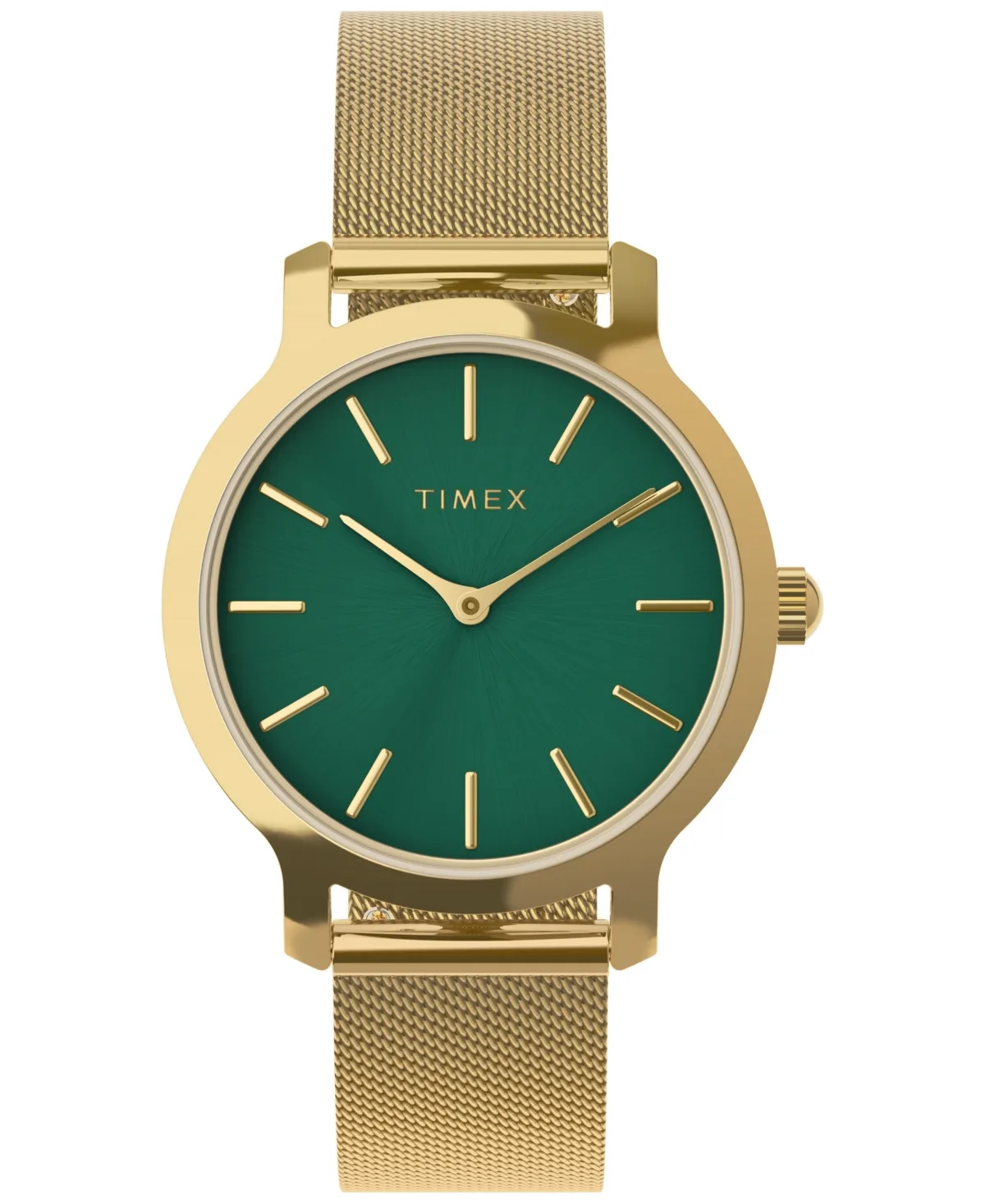 Green Dial Transcend Gold-Tone Stainless Steel Watch 31mm by Timex