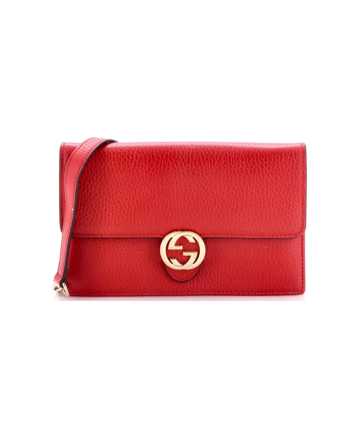 Pre-Owned Interlocking Wallet on Chain Leather by Gucci