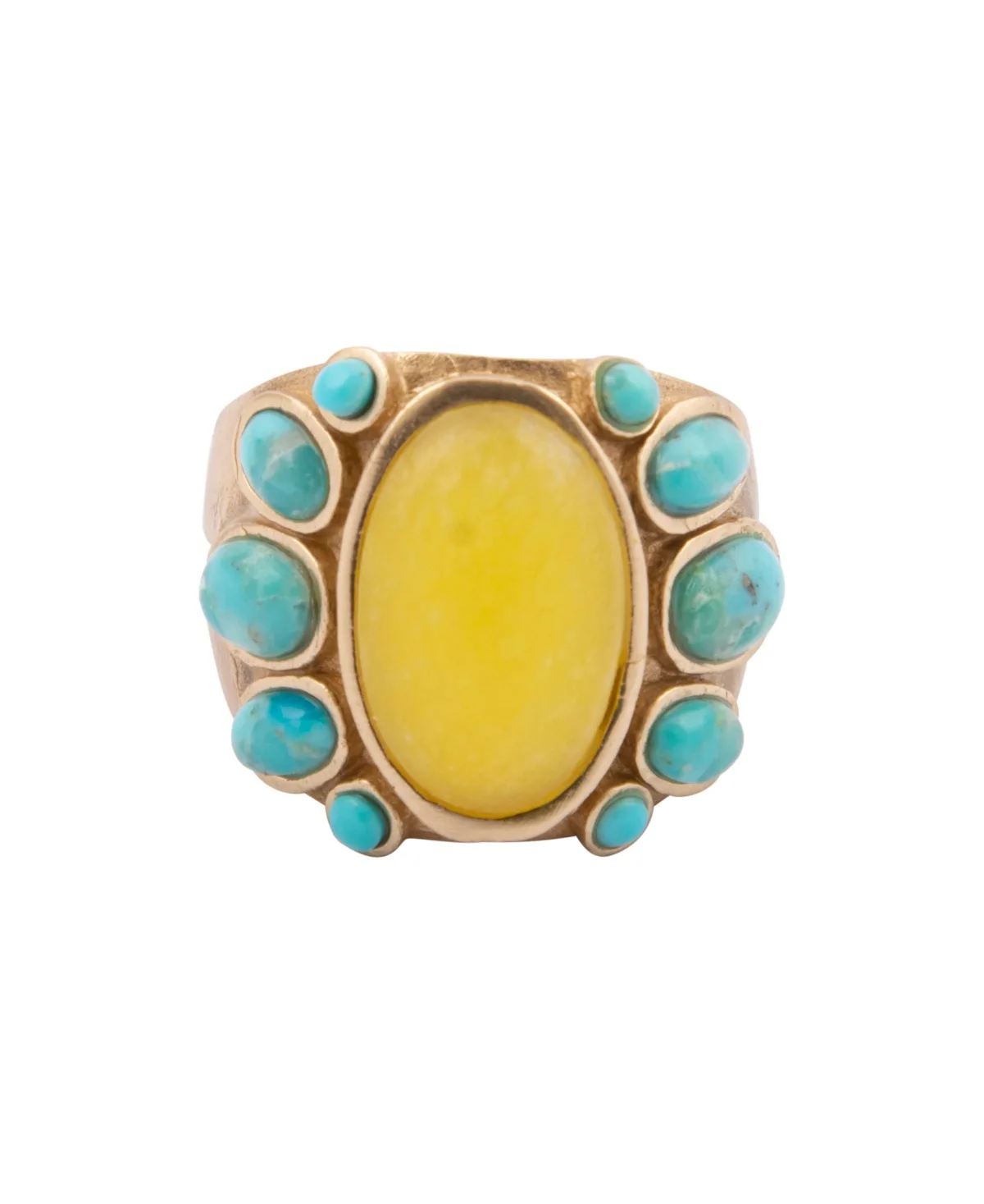 Genuine Yellow Quartz & Blue Turquoise Gold-Tone Sunny Ring by Barse
