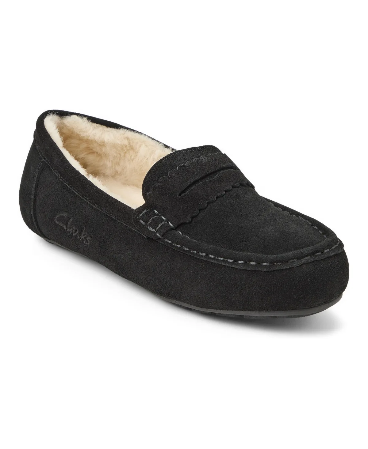 Memory Foam Moccasin Penny Loafer Suede Slippers by Clarks