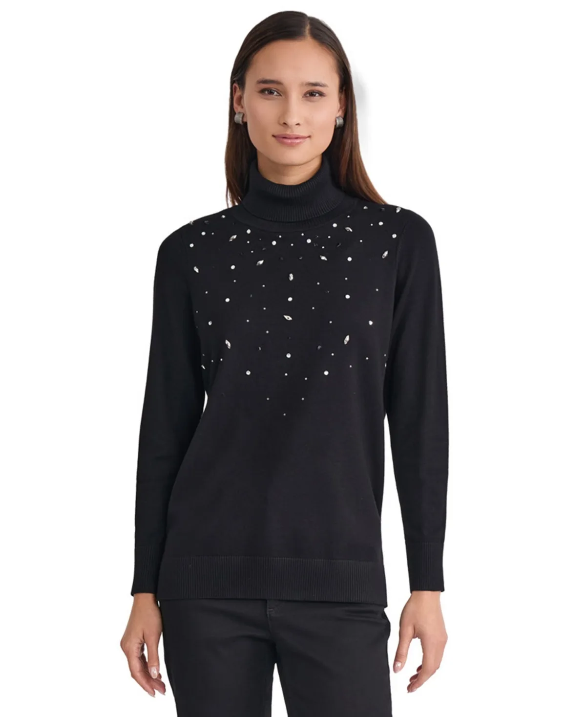 Embellished Long-Sleeve Turtleneck Sweater by Jones New York