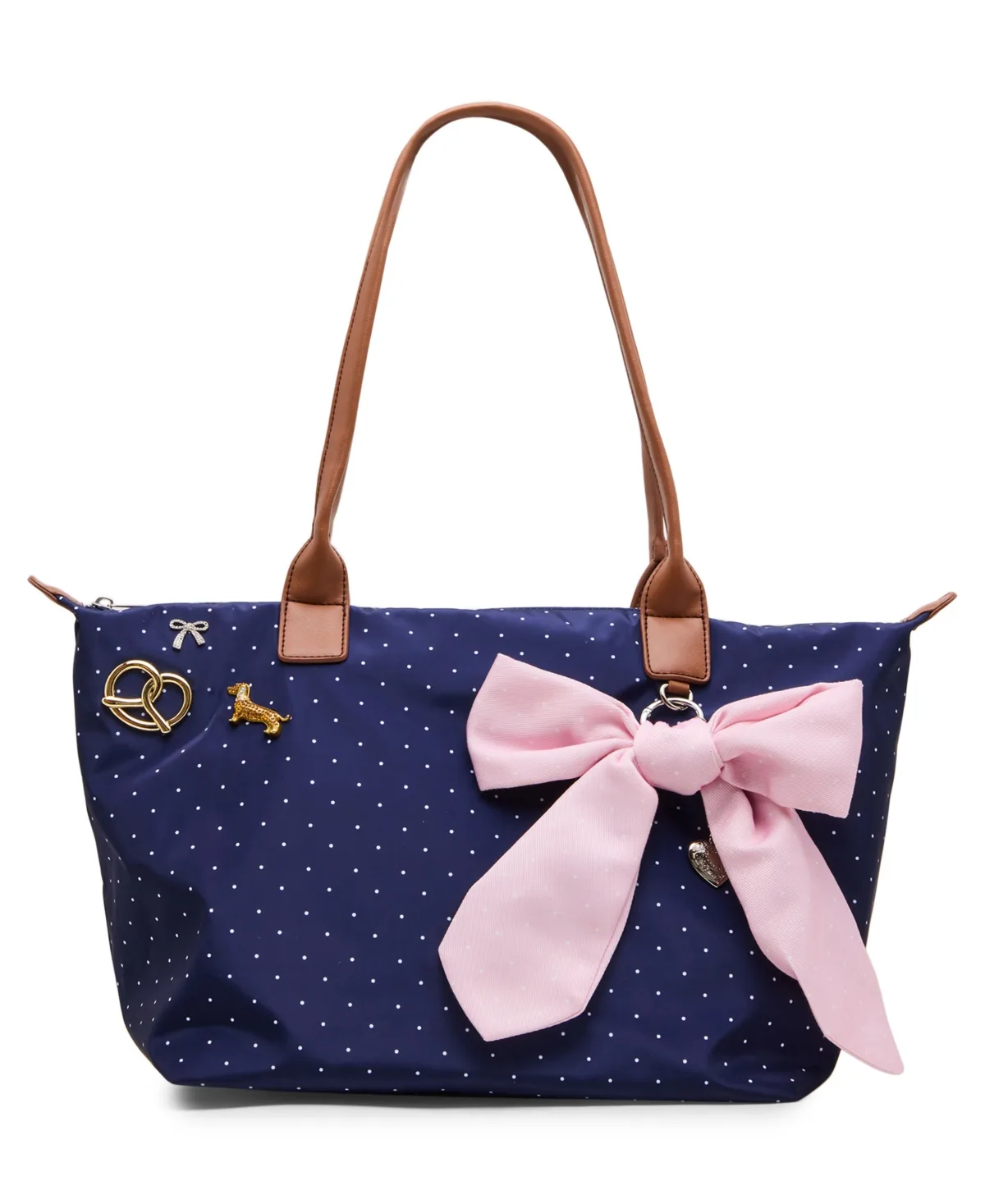 Large Nylon Removable Bow Charm Tote Handbag by Madden Girl