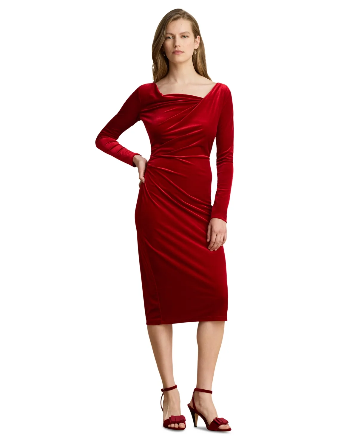 Lauren Ralph Lauren Long-Sleeve Velvet Sheath Dress