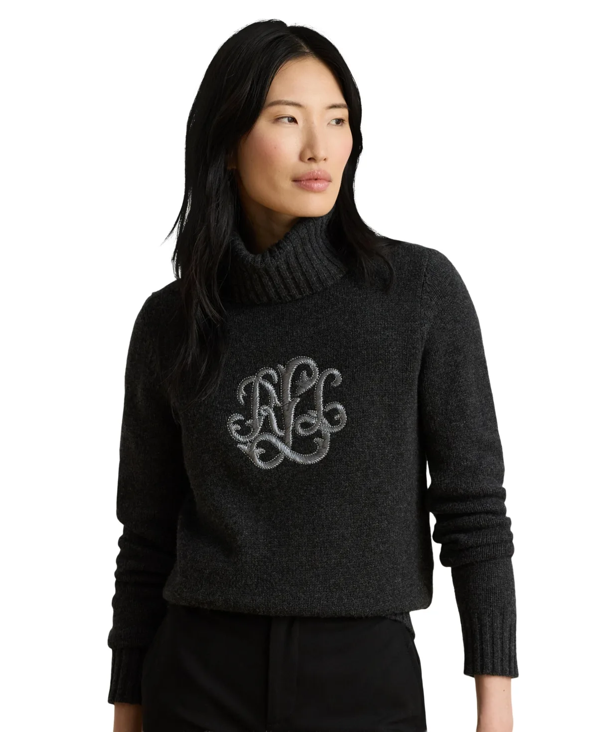 Lauren Ralph Lauren Embroidered-Logo Wool-Blend Turtleneck Sweater