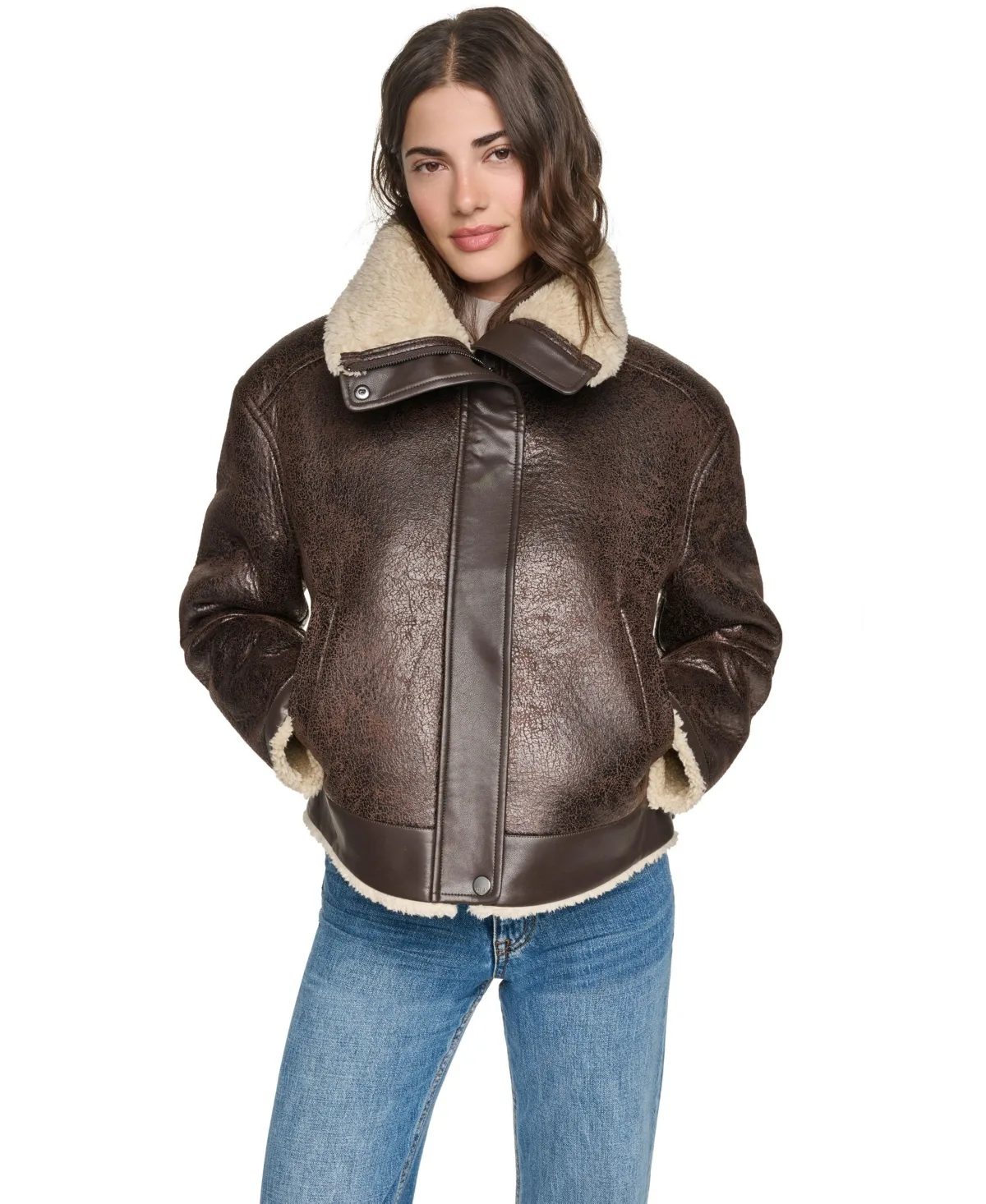 Ellery Faux Shearling Aviator Jacket