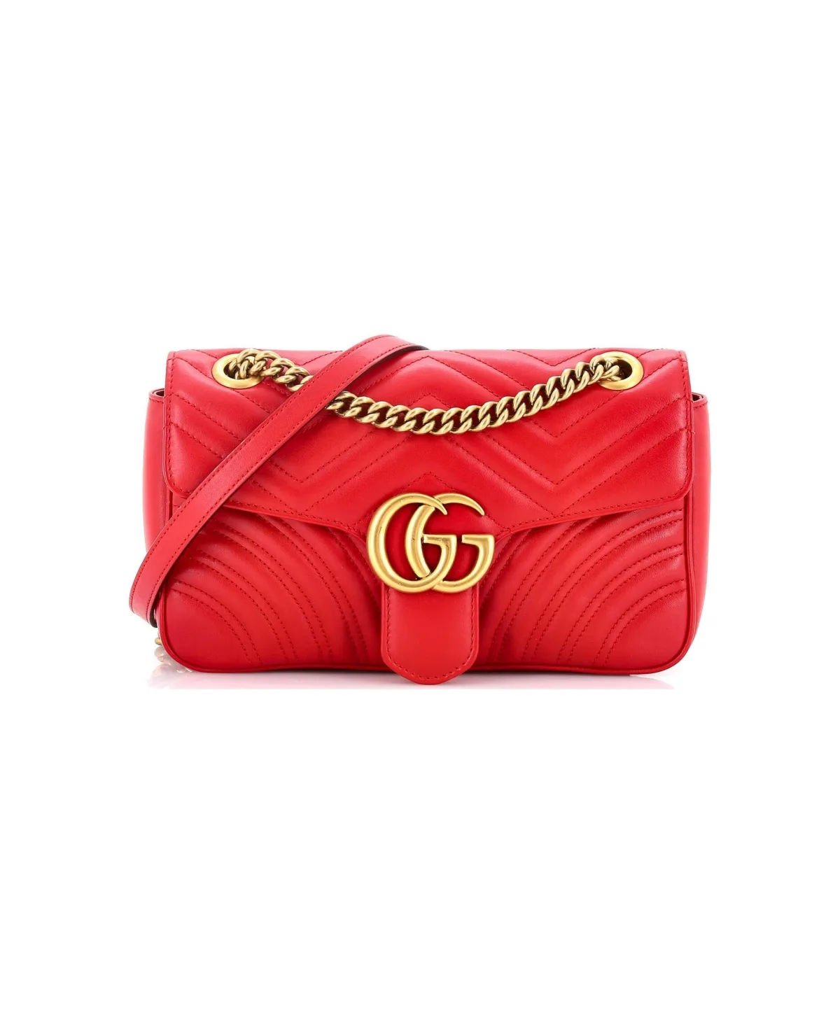 Pre-Owned Gucci Small Gg Marmont Flap Bag Matelasse Leather