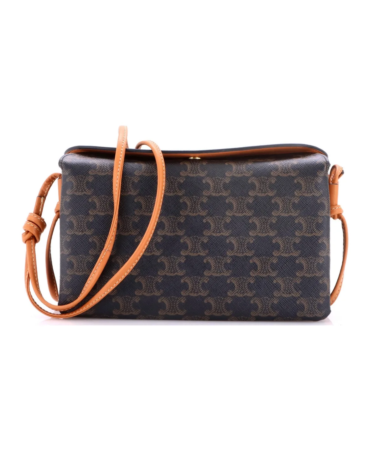 Pre-Owned Trio Flap Crossbody Bag Triomphe Coated Canvas by Celine