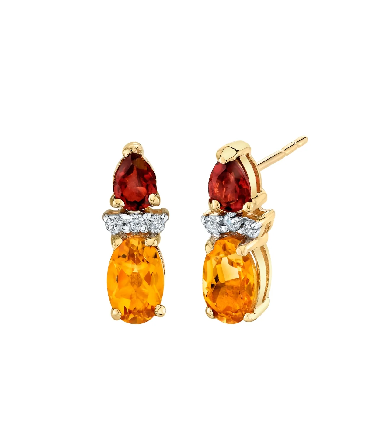 Citrine (9/10 ct. t.w.), Garnet (1/2 ct. t.w.) & Diamond Accent Earrings in 14k Yellow Gold by Macy's