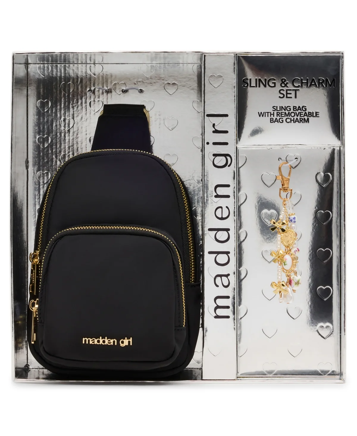 2-Piece Removable Charm and Crossbody Sling Bag Set by Madden Girl
