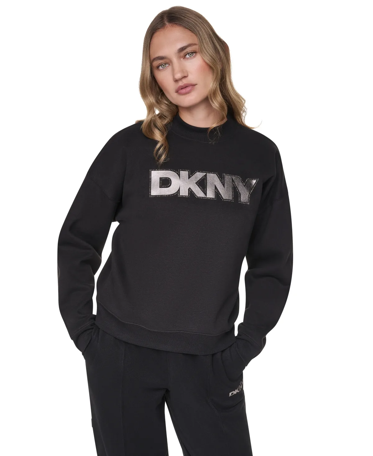 Bowery Foil Rhinestone Logo Crewneck Pullover Sweatshirt