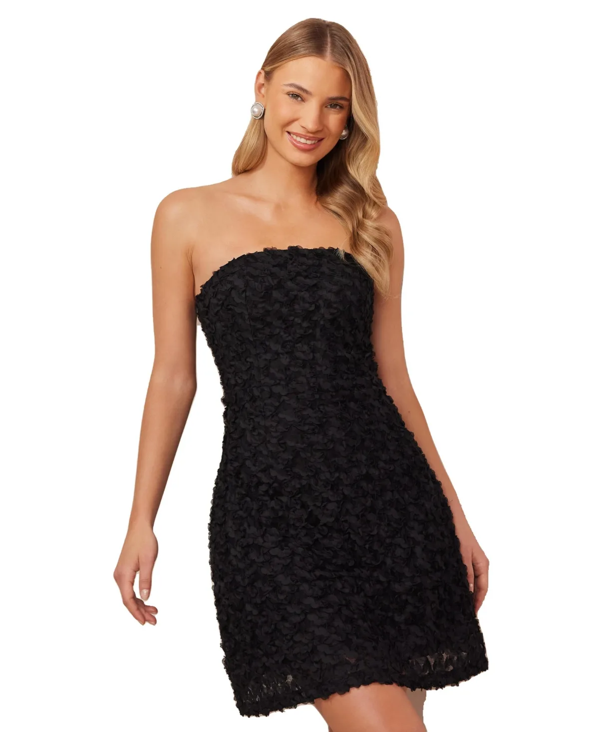 3D Floral Bandeau Mini Dress