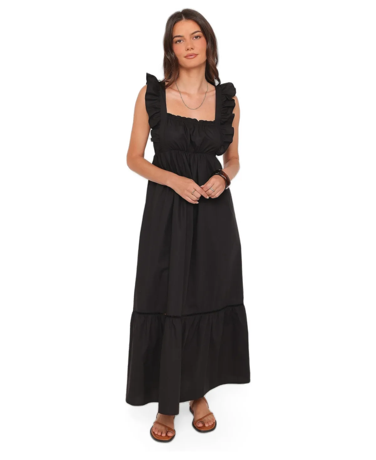 Danity Square Neck Tiered Maxi Dress