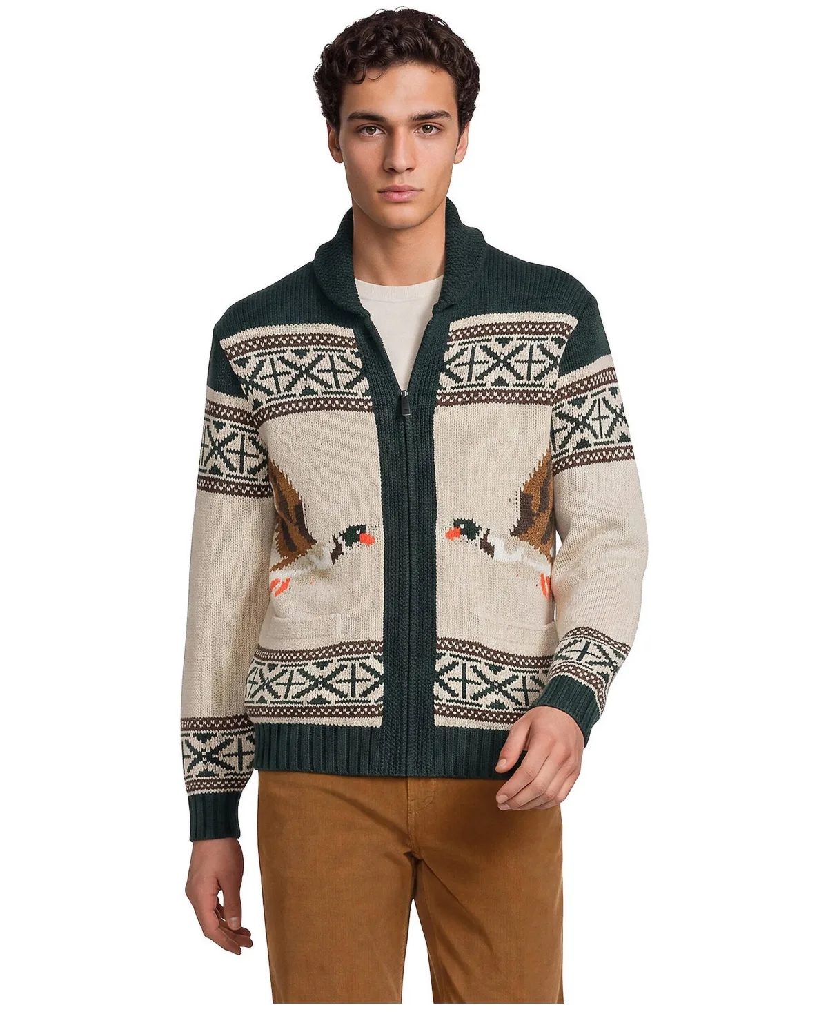 Long Sleeve Full Zip Duck Cardigan