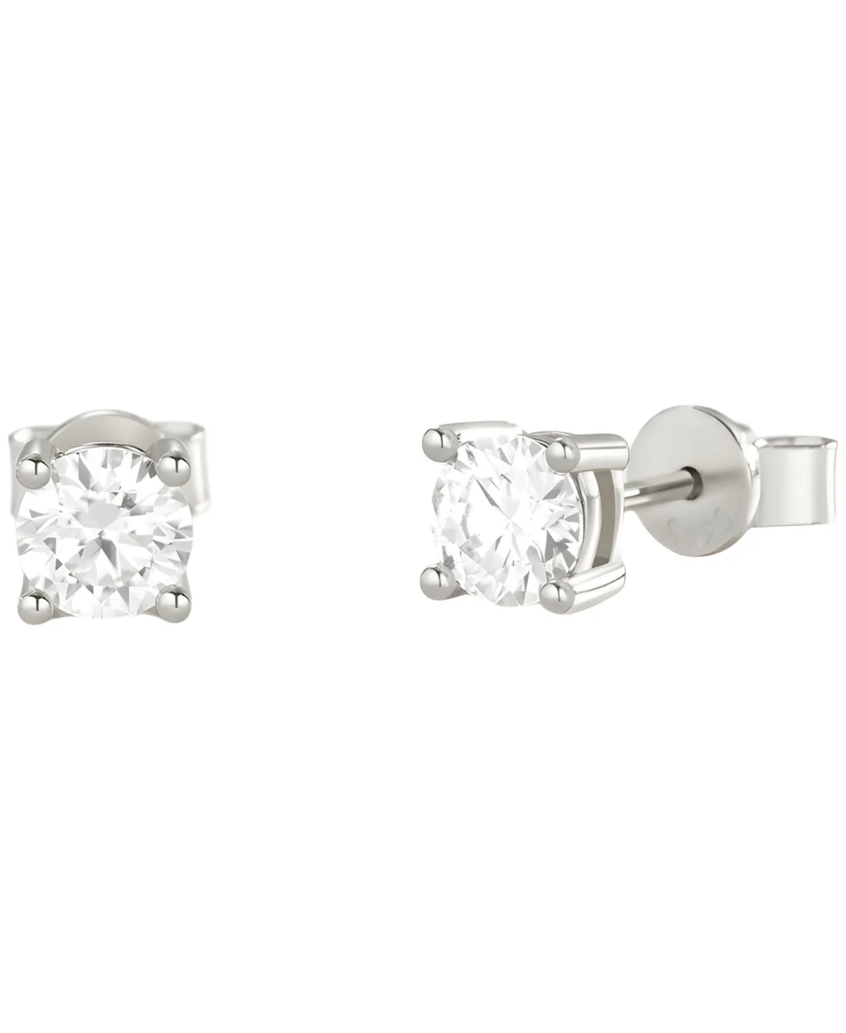 Cubic Zirconia Solitaire Stud Earrings in Sterling Silver or 18k Gold Over Sterling Silver
