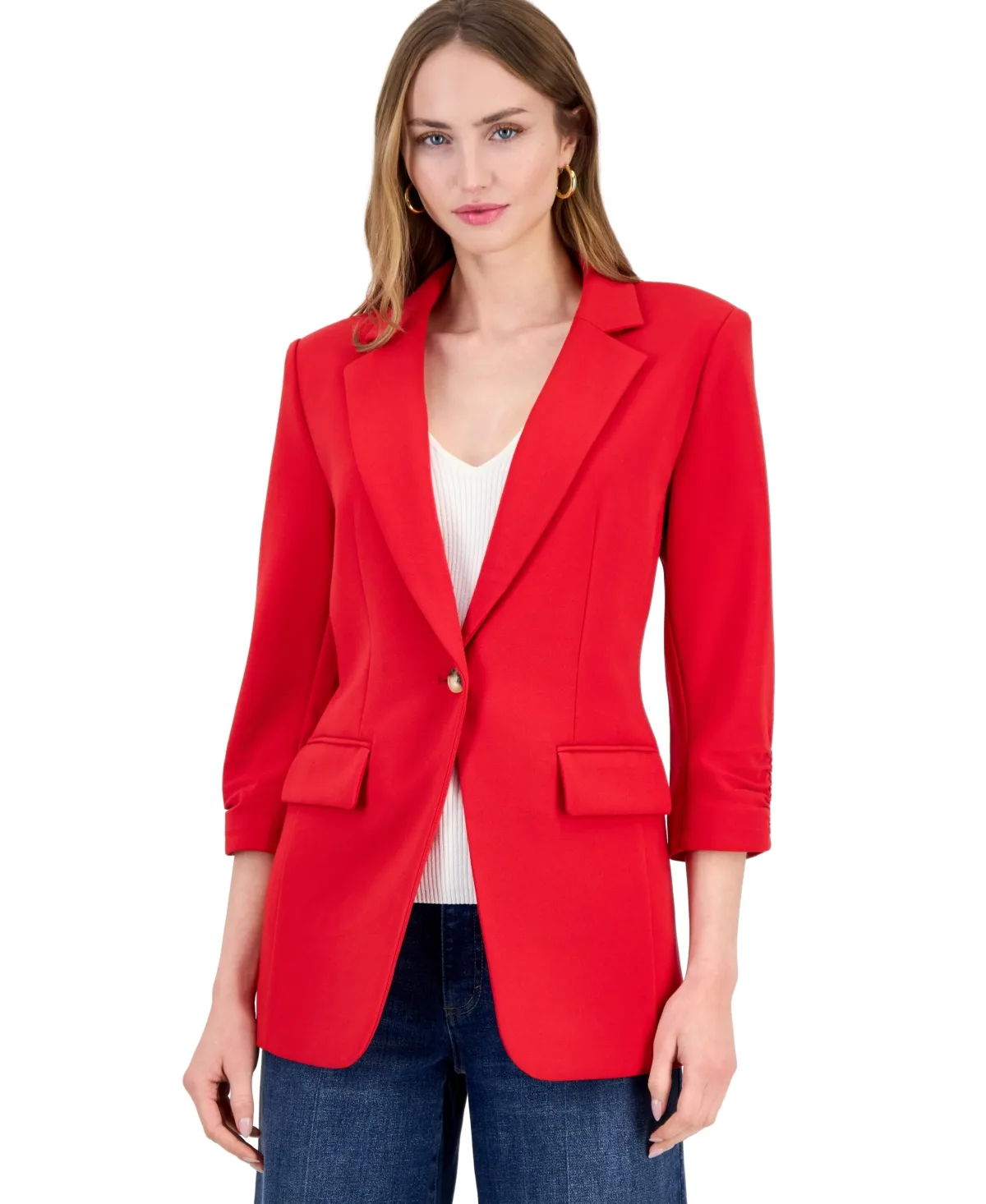 3/4-Sleeve Single-Button Blazer