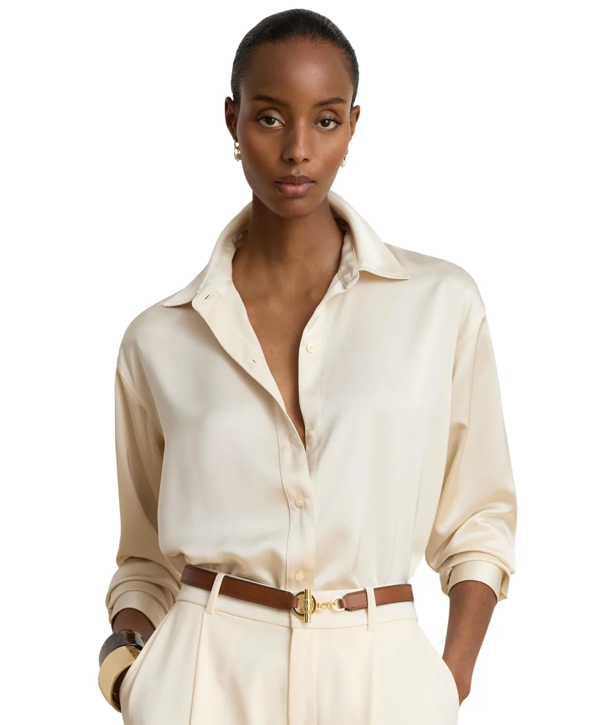 Lauren Ralph Lauren Relaxed-Fit Satin Charmeuse Shirt