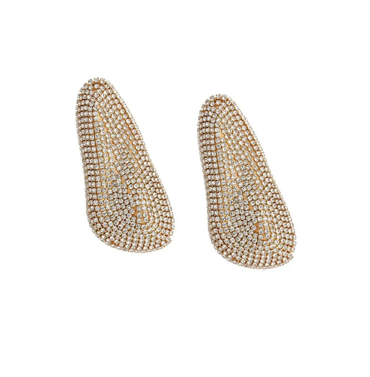 Gold-Tone Crystal Statement Leaf Stud Earrings by Sohi