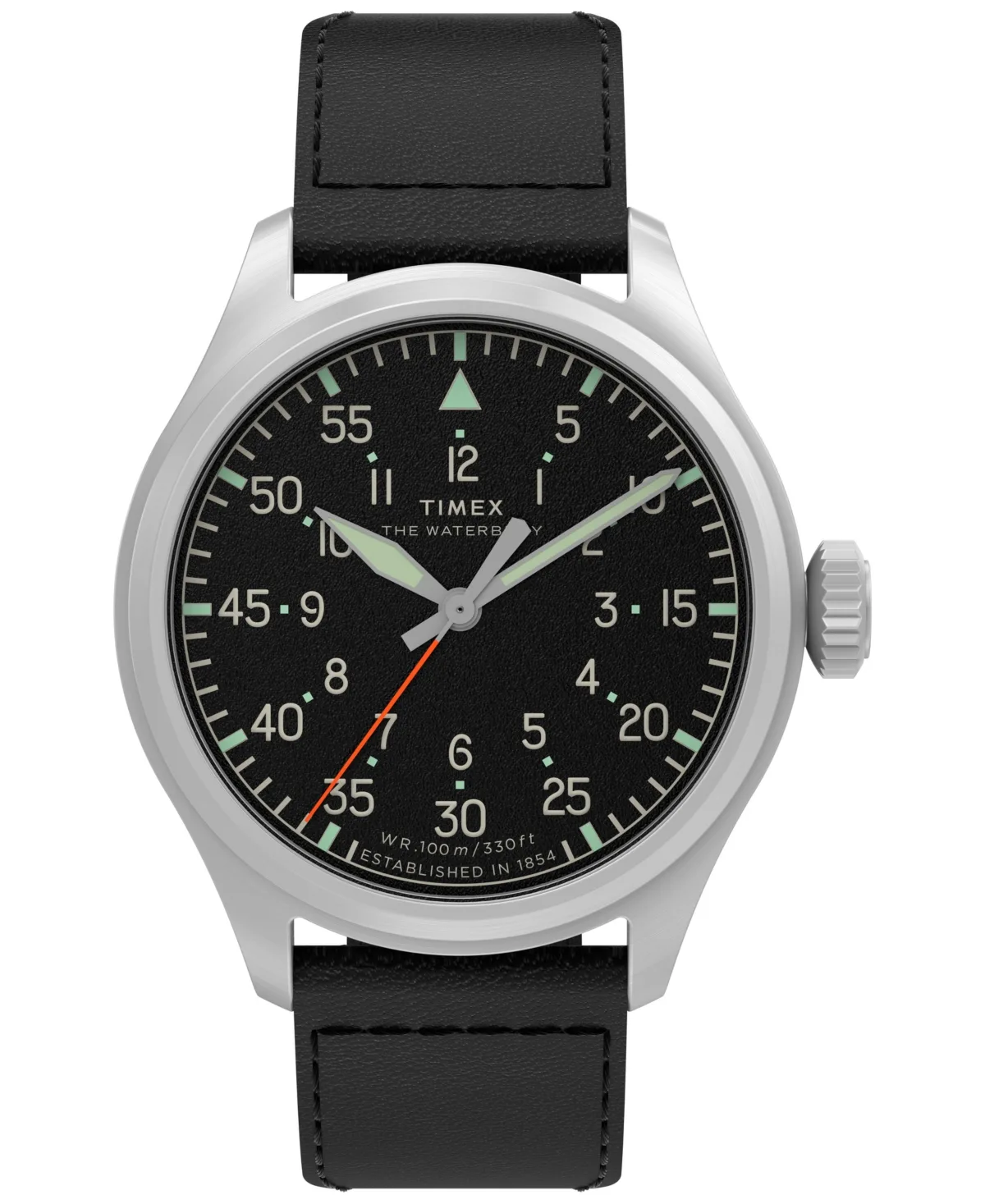 Quartz Analog Waterbury Ace Black Leather Watch 41mm by Timex
