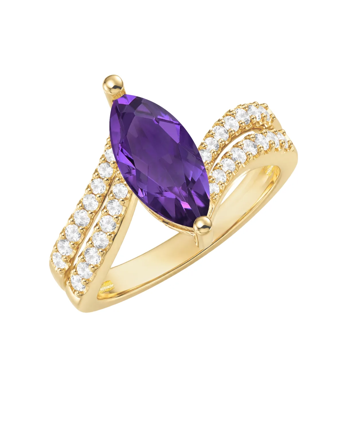 Amethyst & White Topaz Ring (1-5/8 ct. t.w. Amethyst, 5/8 ct. t.w. White Topaz) in 14K Gold Over Sterling Silver by Macy's