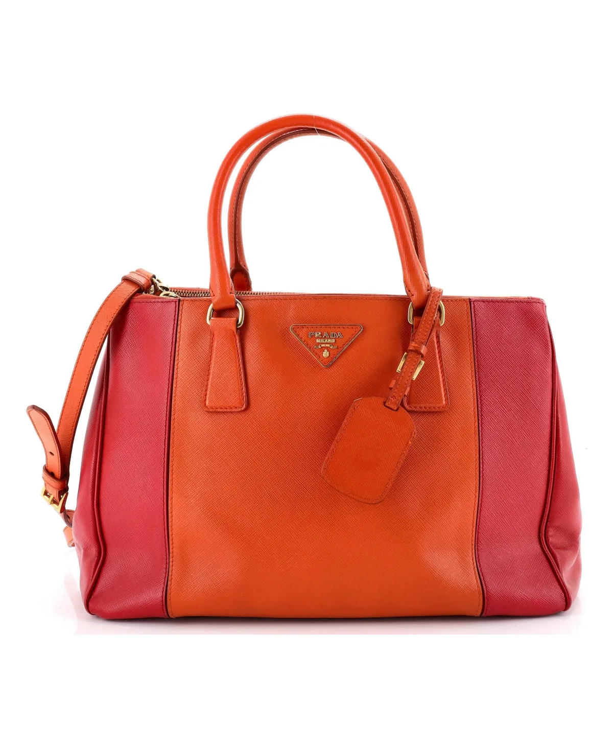 Pre-Owned Prada Medium Bicolor Double Zip Lux Tote Saffiano Leather by Gucci