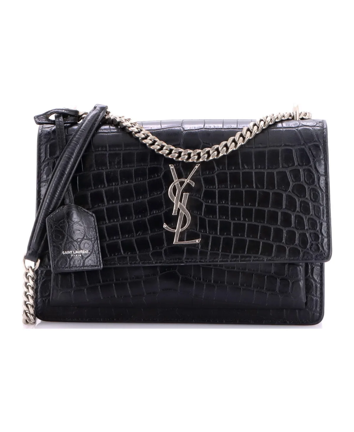 Pre-Owned Saint Laurent Medium Sunset Crossbody Bag Embossed Leather by Saint Laurent