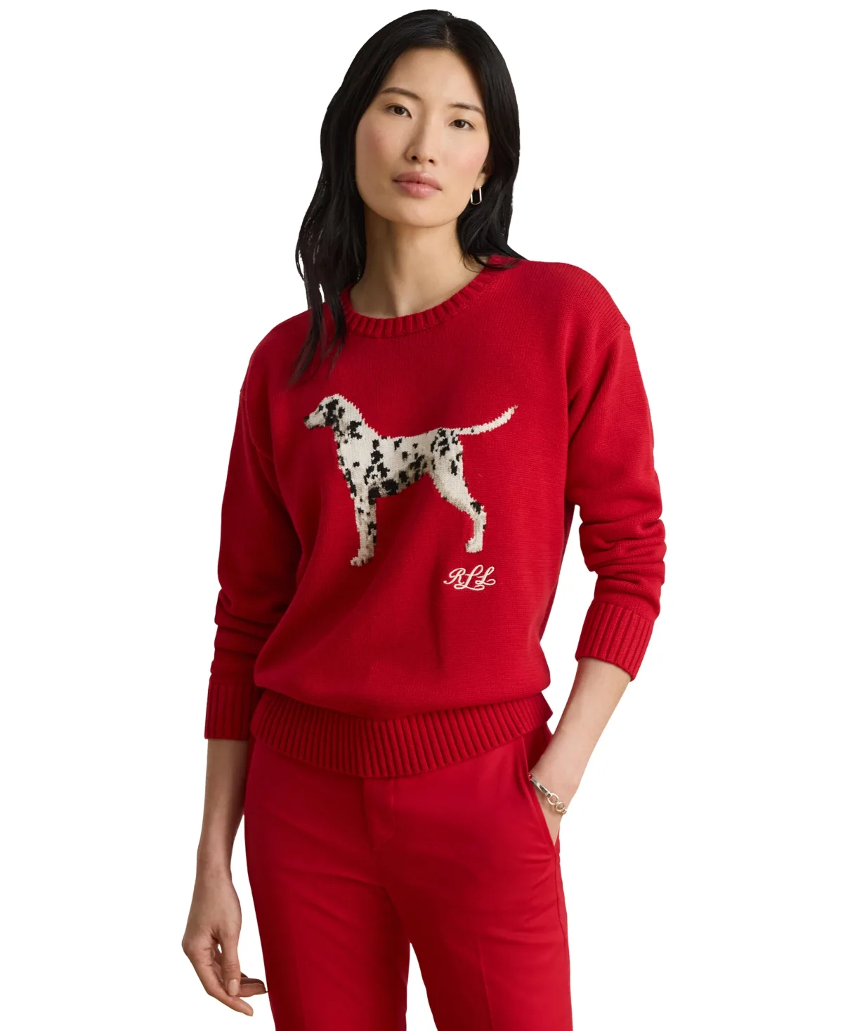 Intarsia-Knit Crewneck Sweater