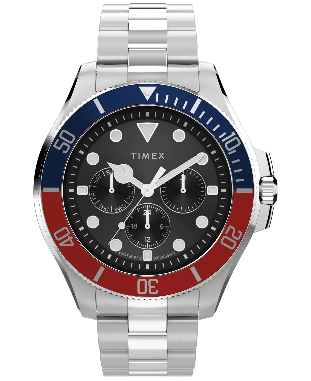 Quartz Harborside Coast Silver-Tone Stainless Steel Watch 43mm by Timex