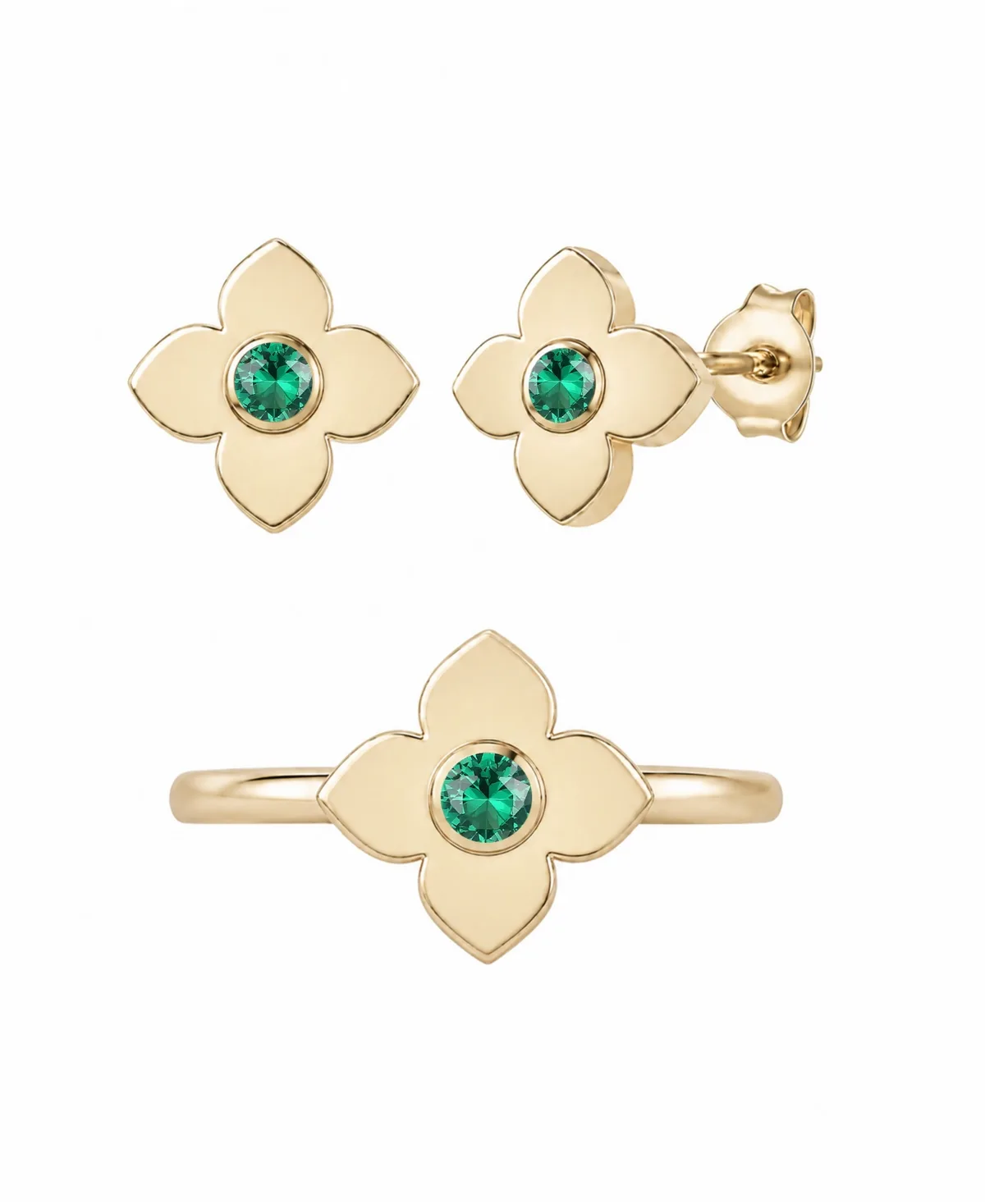 Lab Grown Ruby Ring and Stud Earring (1/5 ct. t.w.) in 14k Gold Over Sterling Silver, 2-Piece Set by Macy's