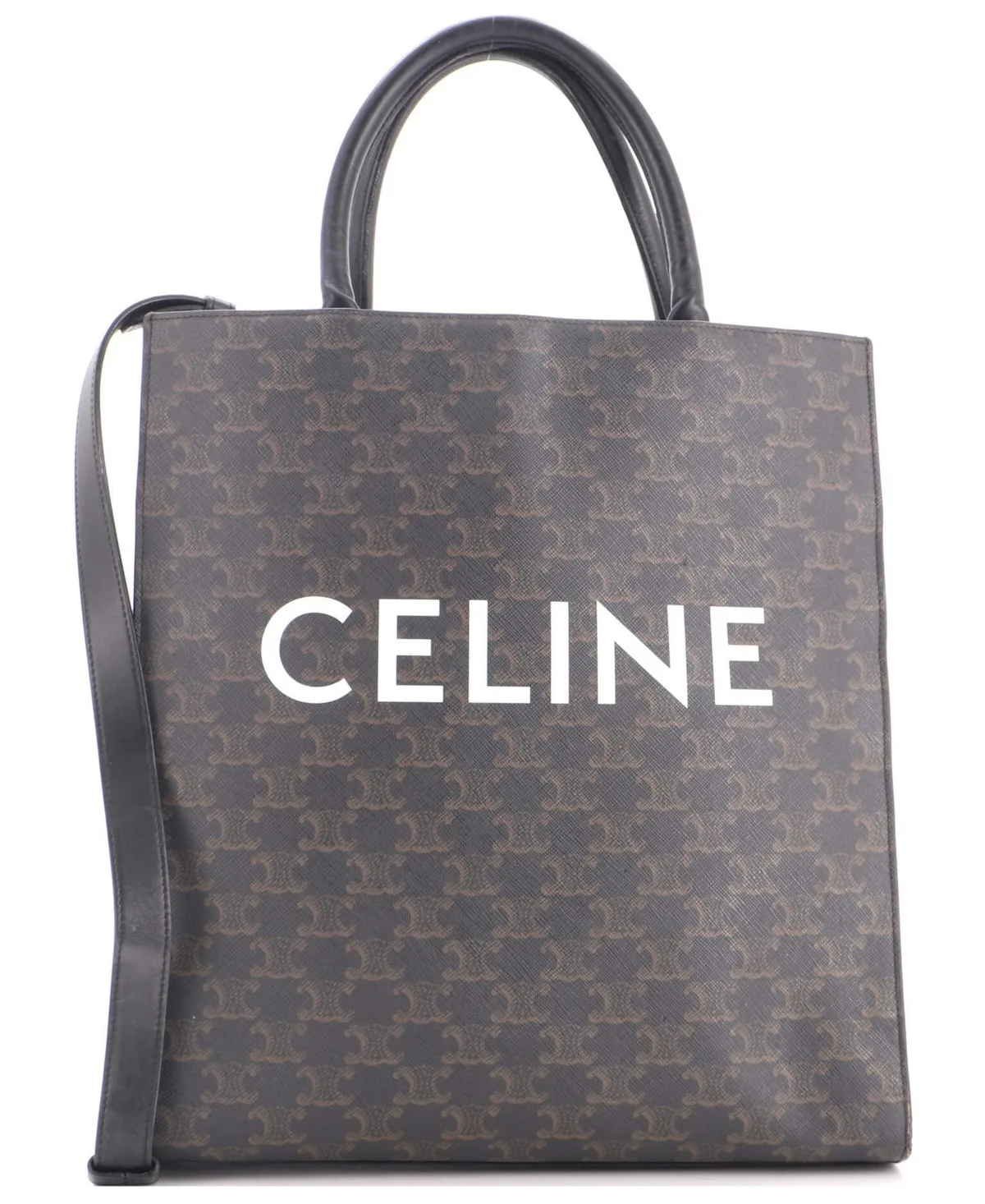 Pre-Owned Celine Medium Vertical Cabas Tote Triomphe Coated Canvas by Celine
