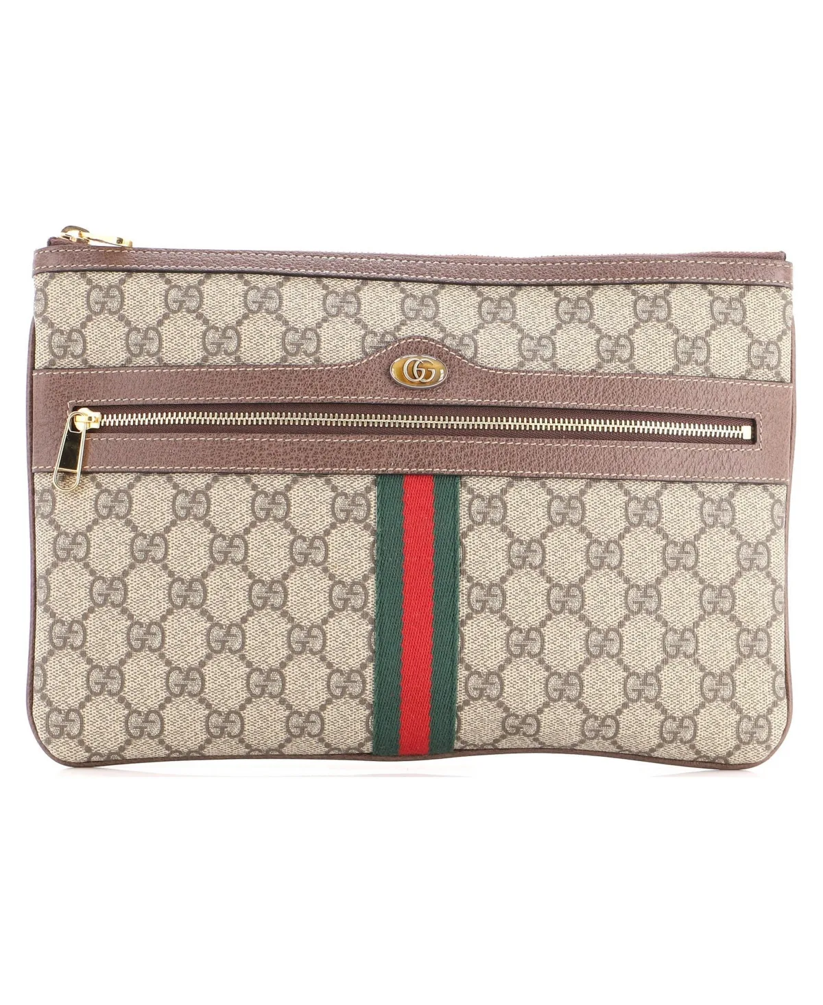 Pre-Owned Gucci Large Ophidia Zip Pouch Gg Coated Canvas by Gucci