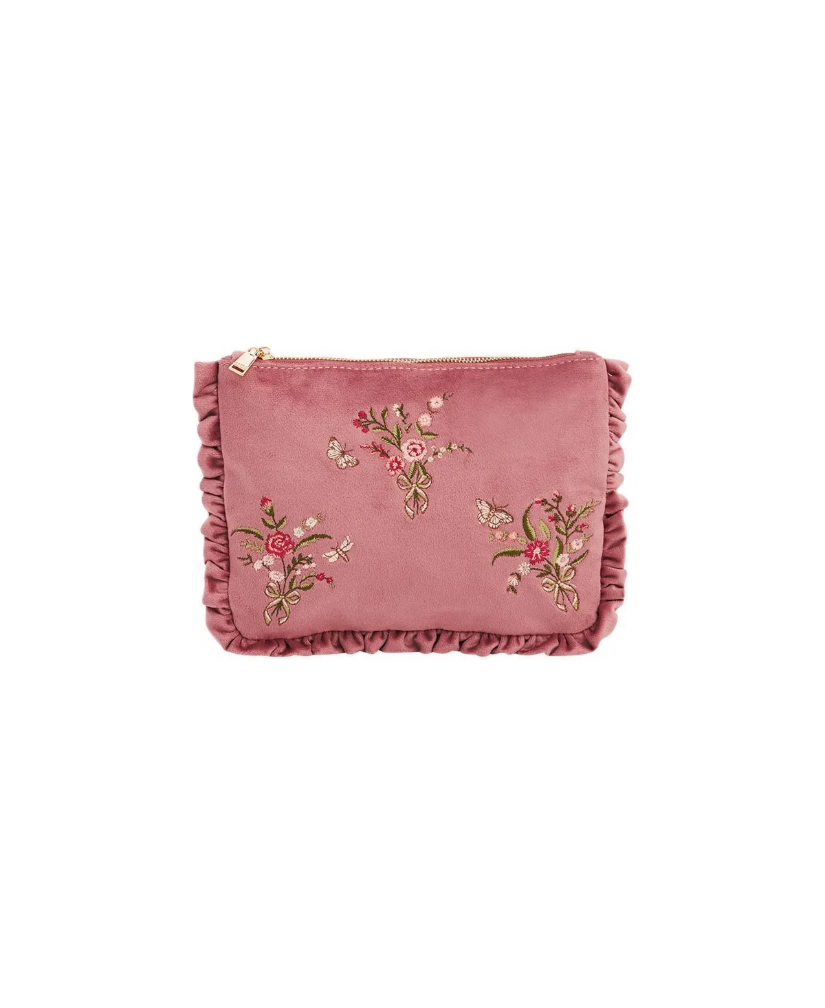 Floral Posy Embroidered Velvet Pouch by Fable England