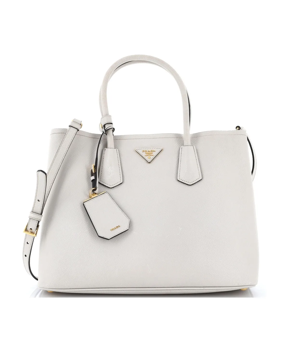 Pre-Owned Large Cuir Double Tote Saffiano Leather by Prada