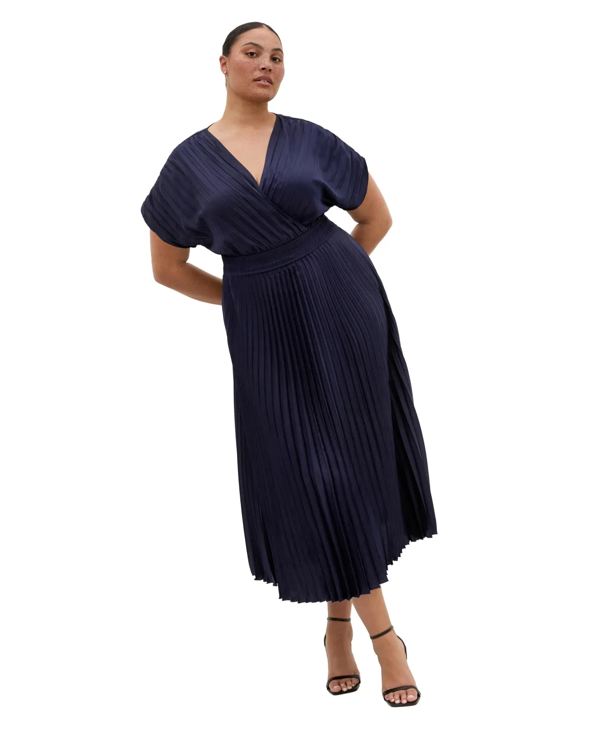 Elia Satin Midi Cap-Sleeve Dress