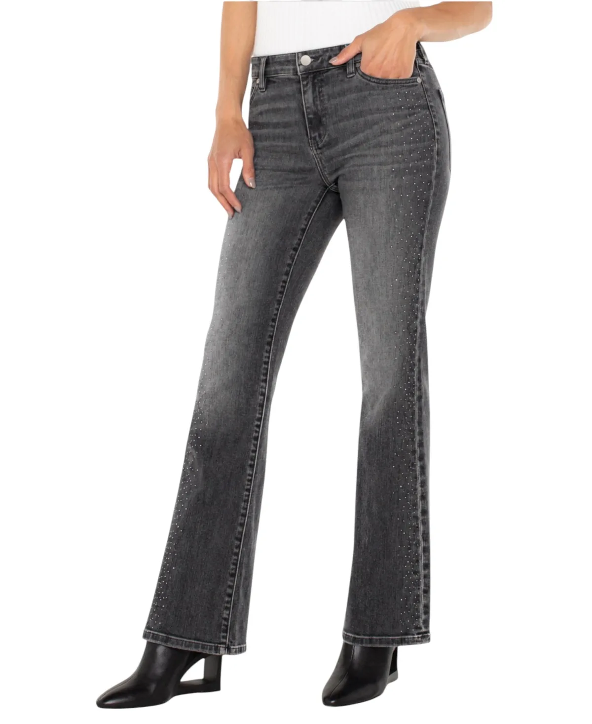 Lucy Mid-Rise Bootcut Rhinestone-Embellished Jeans