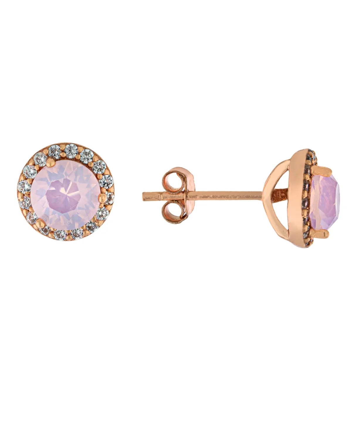 Fine Crystal Round Halo Stud Earrings in Sterling Silver by Giani Bernini