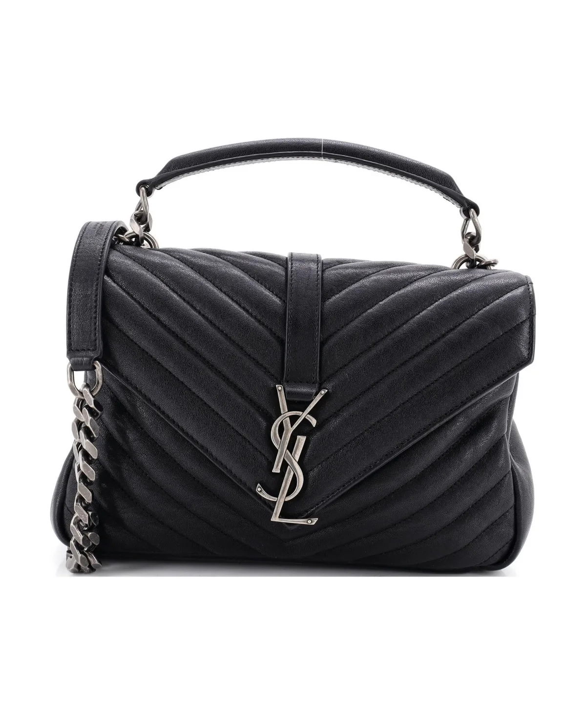 Pre-Owned Medium Classic Monogram College Bag Matelasse Chevron Leather by Saint Laurent
