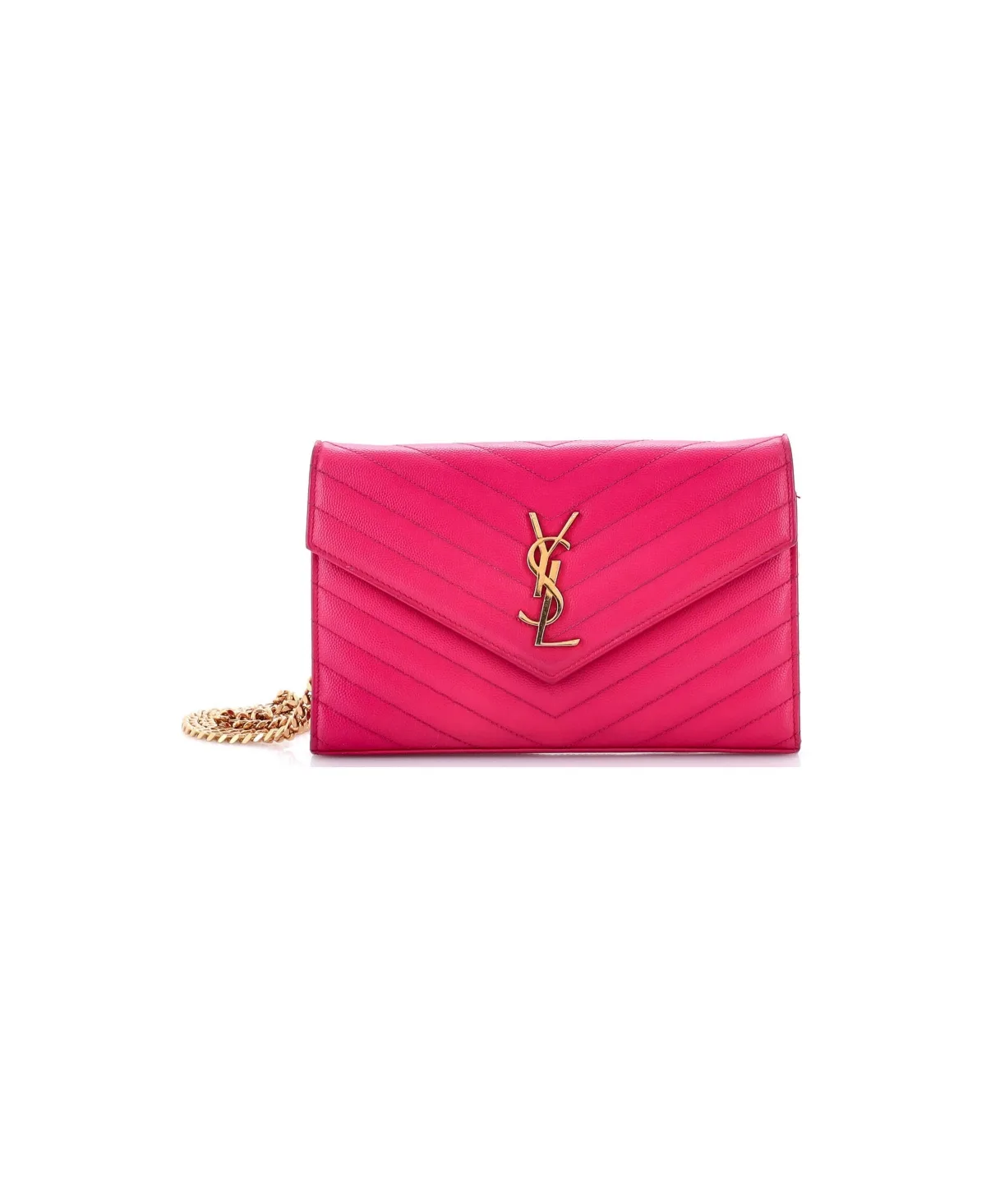 Pre-Owned Saint Laurent Medium Classic Monogram Wallet on Chain Matelasse Chevron Leather by Saint Laurent