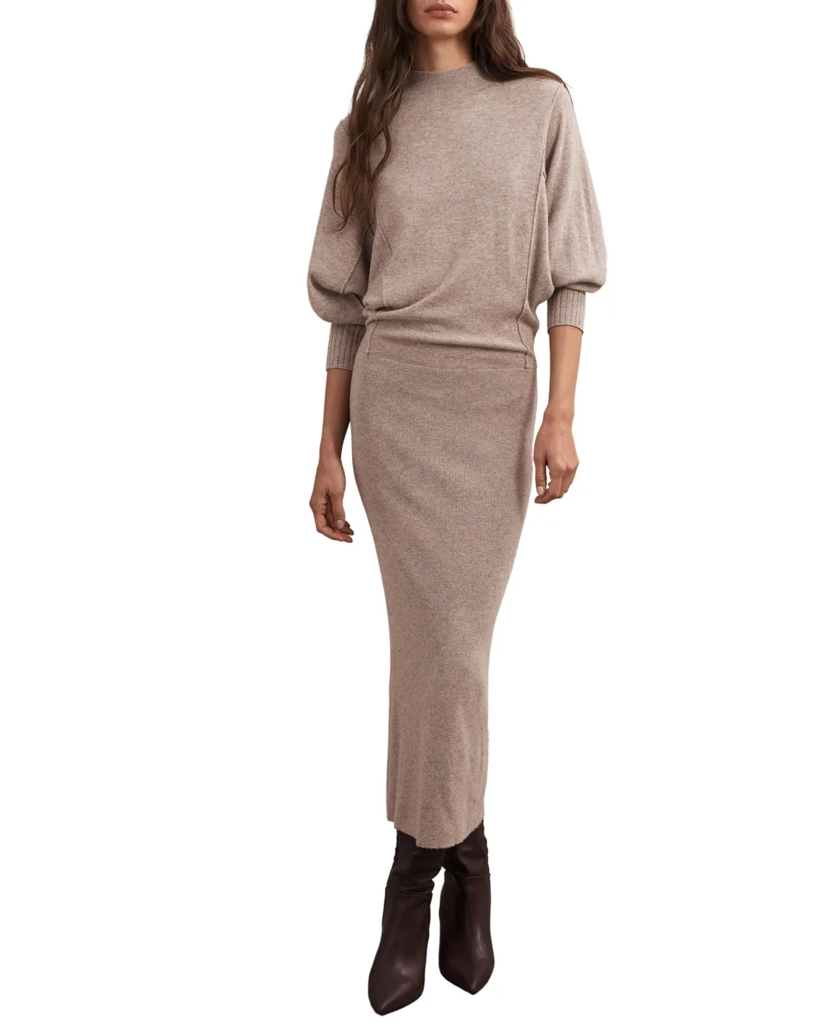 Mock Neck Dolman Midi Sweater Dress