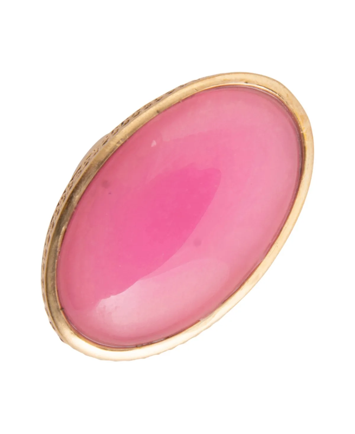 Ovation Genuine Pink Jade Gold-Tone Oval Ring by Barse