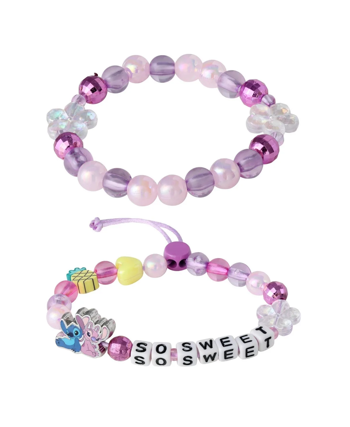Officially Licensed Stitch and Angel Beaded Bracelets, 2-Piece Set by Disney