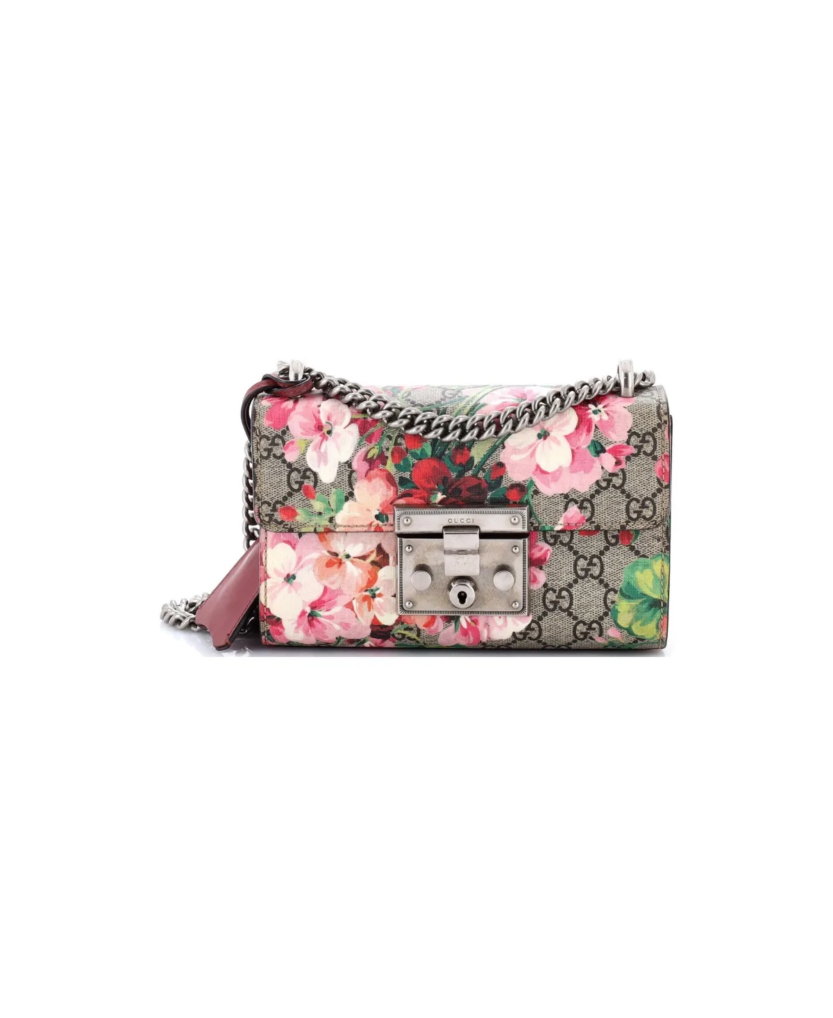Pre-Owned Gucci Small Padlock Shoulder Bag Blooms Print Gg Coated Canvas by Gucci