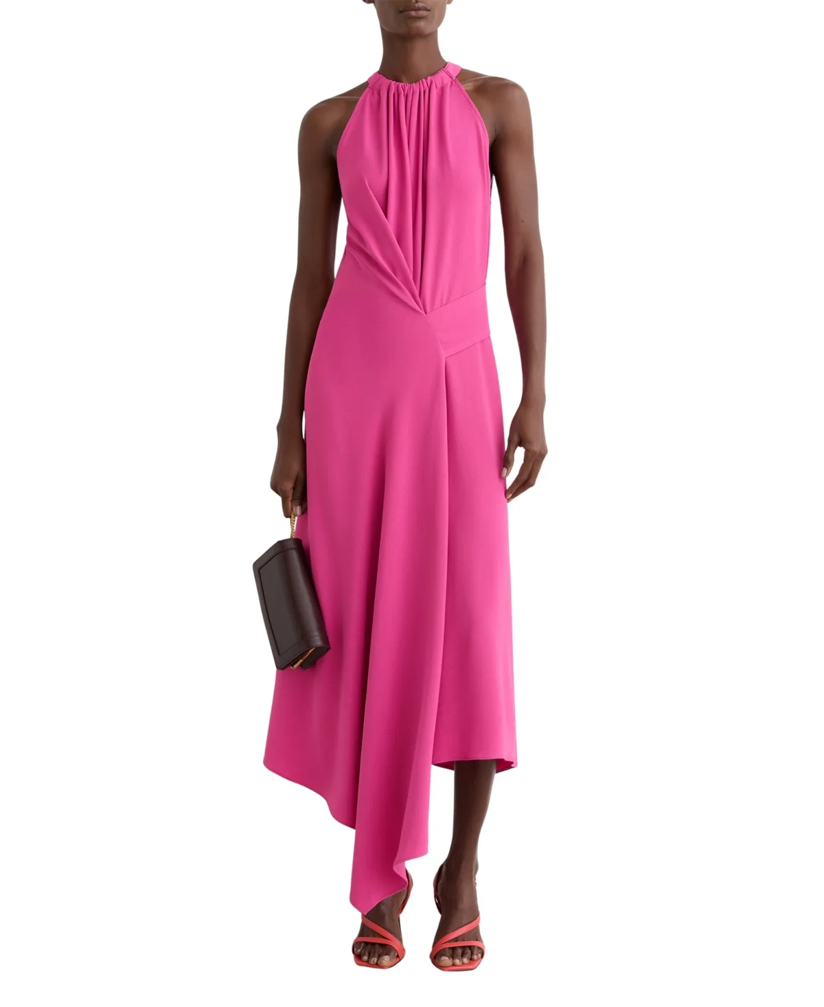 Drape-Detail Sleeveless Midi Dress
