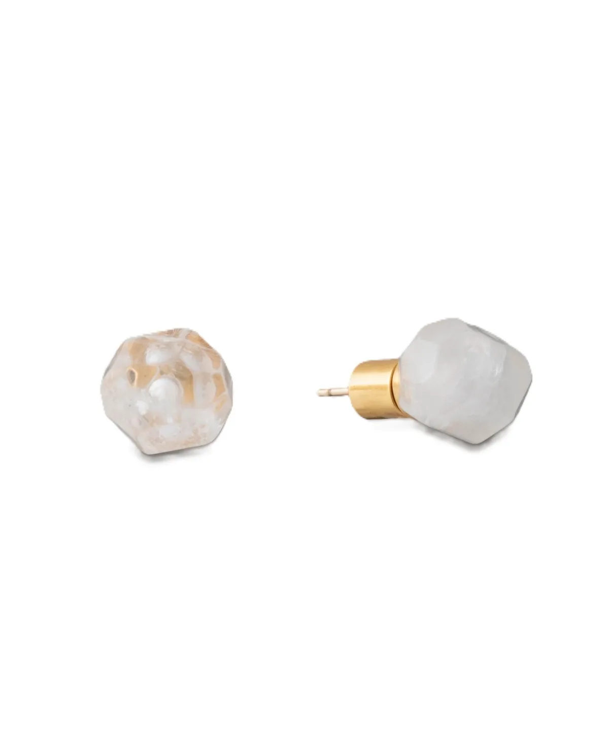Gold-Plated Quartz Crystal Stud Earrings by Donna Karan New York