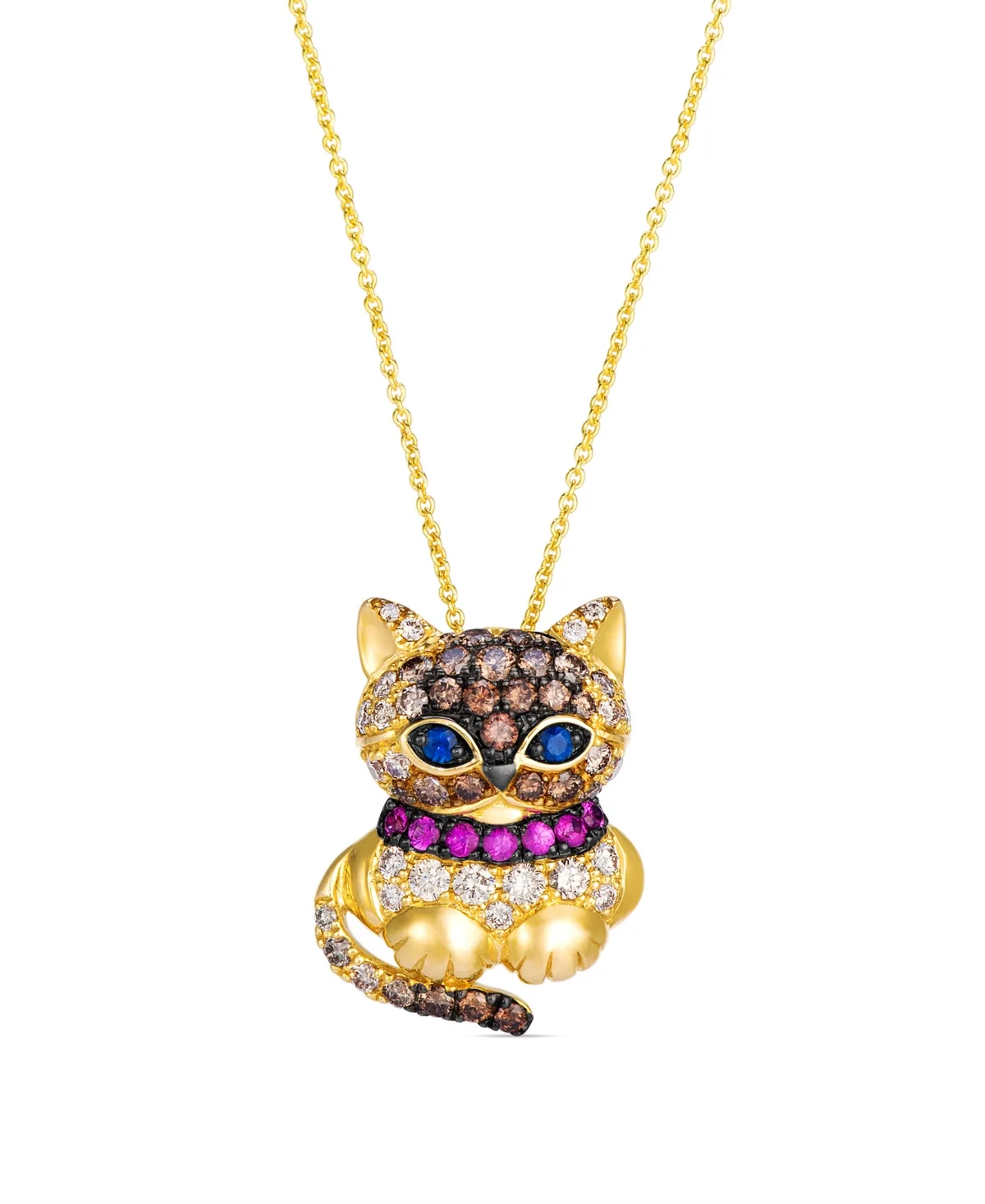 Chocolate Diamond Cat Pendant (1.01 ct. t.w.) in 14k Yellow Gold by Le Vian