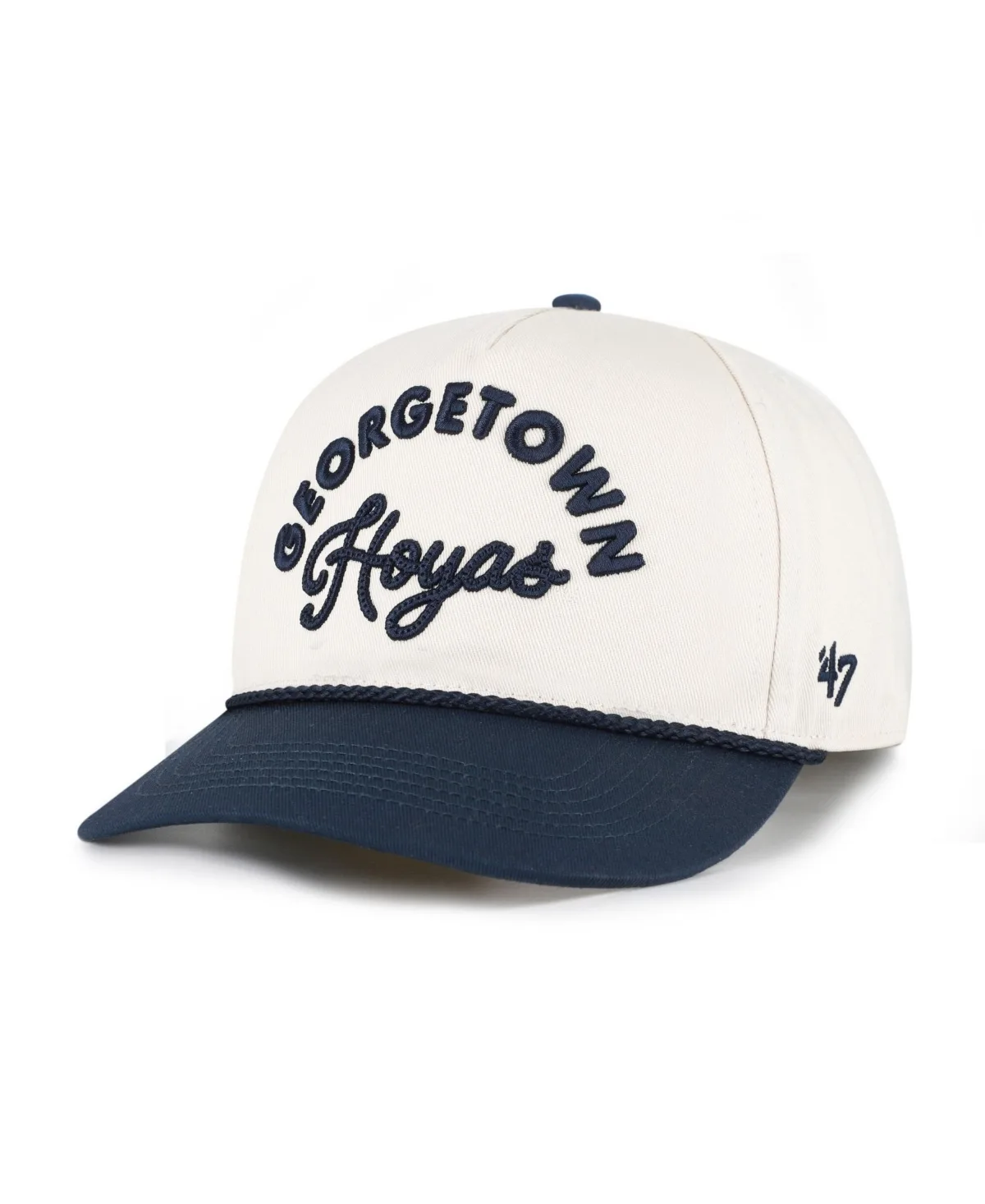 Cream/Navy Georgetown Hoyas Rope Script Hitch Adjustable Hat by 47 Brand