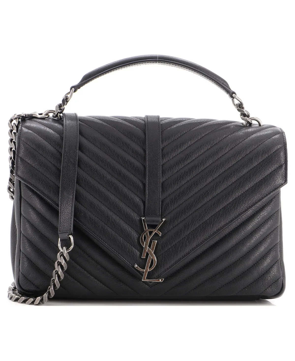 Pre-Owned Saint Laurent Large Classic Monogram College Bag Matelasse Chevron Leather by Saint Laurent