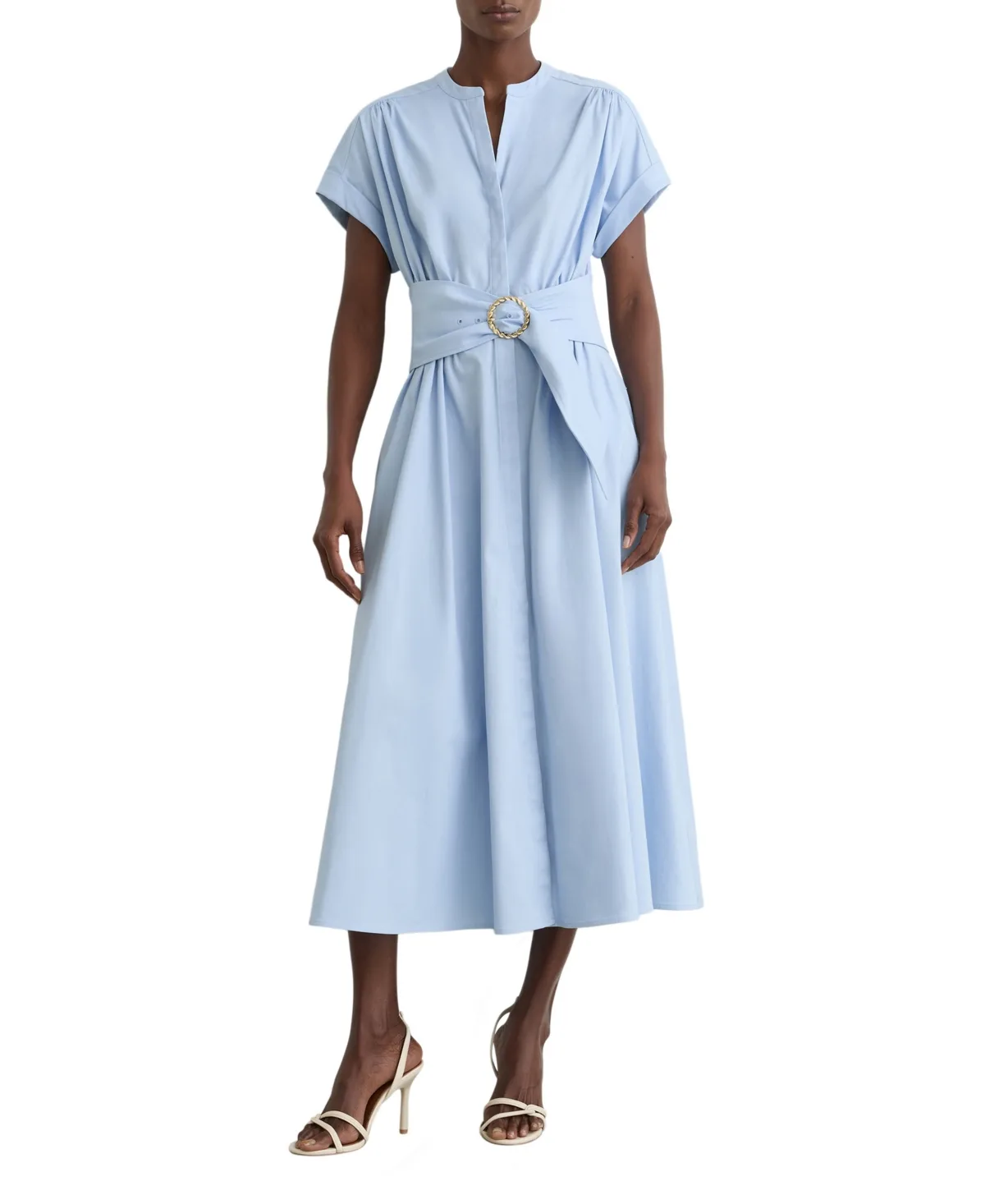 Sally Short-Sleeve Cotton-Blend Midi Shirt Dress