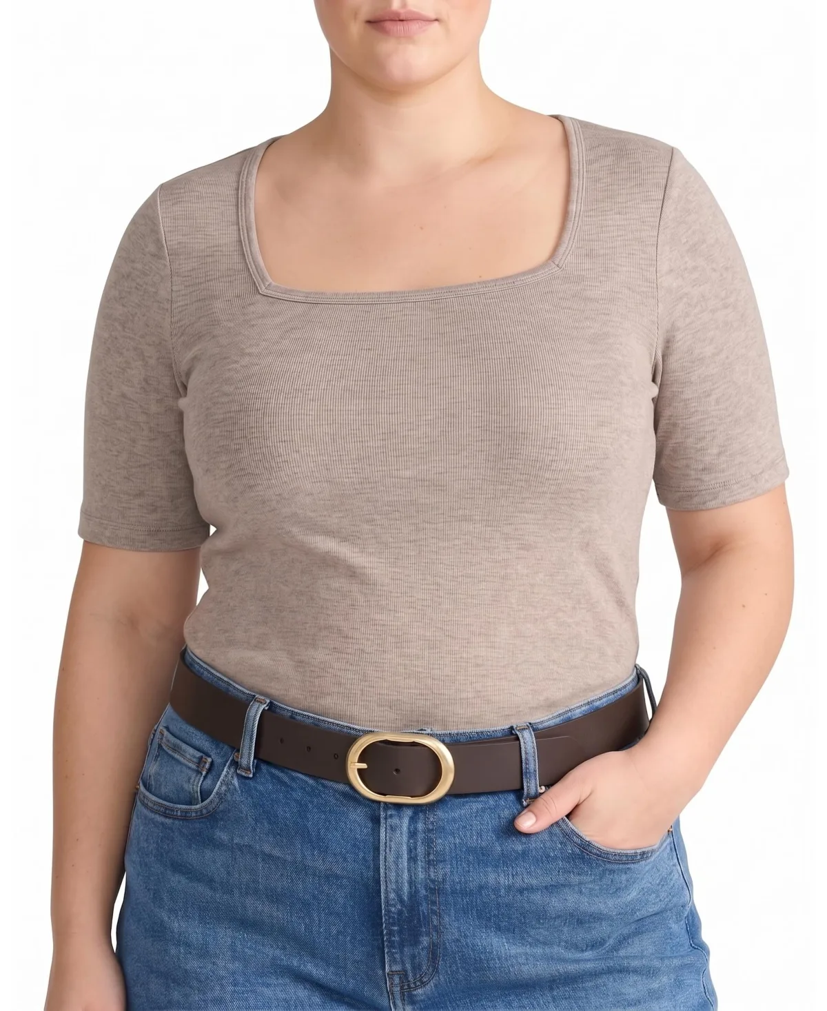 Cloud Rib Short Sleeve Square Neck Tee
