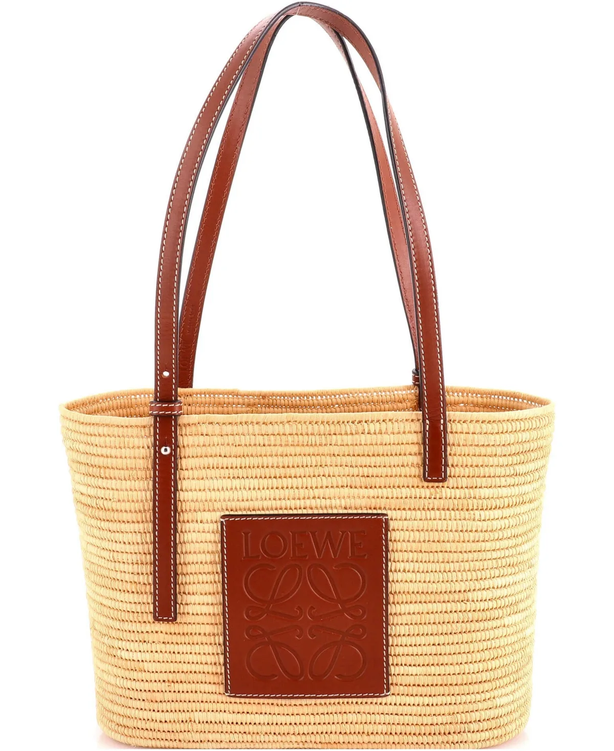 Pre-Owned Loewe Small Square Basket Tote Woven Raffia by LOEWE