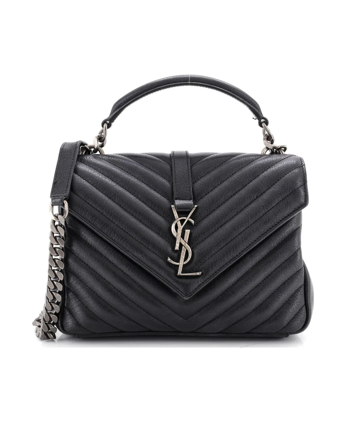 Pre-Owned Medium Classic Monogram College Bag Matelasse Chevron Leather by Saint Laurent